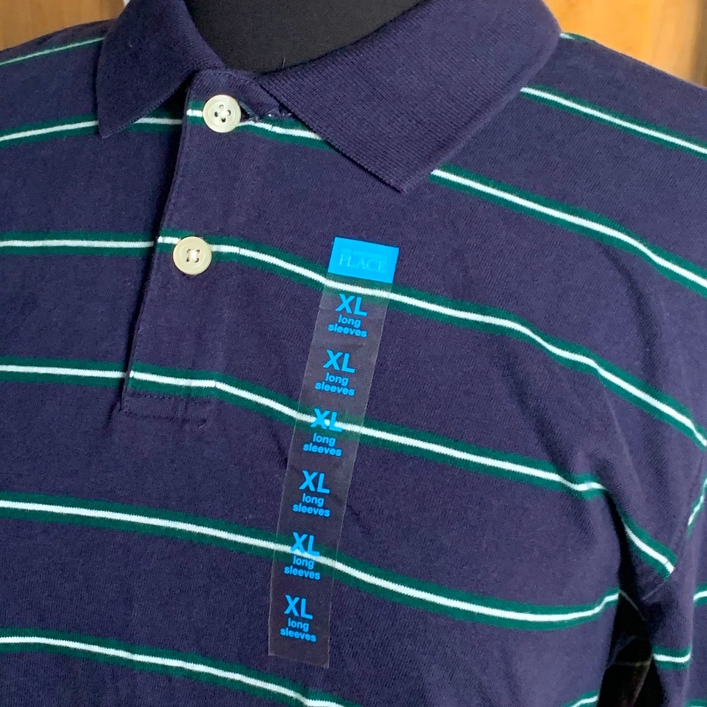 Brand New! Long sleeve Striped Polo Boys XL (14)